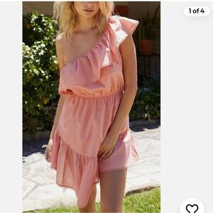 Free People LoversLane One Shoulder Ruffle Mini dress.  Lightweight Feminine